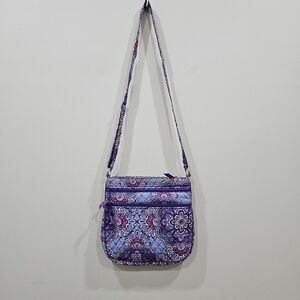 Vera Bradley Iconic Triple Zip Hipster Crossbody Bag Regal Rosette Purple Boho